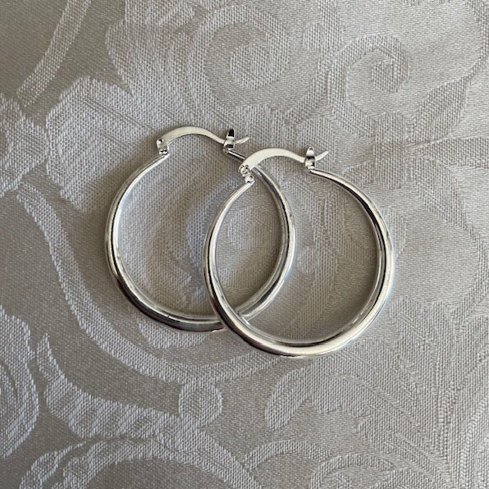 Medium Size Silver Hoop Earrings